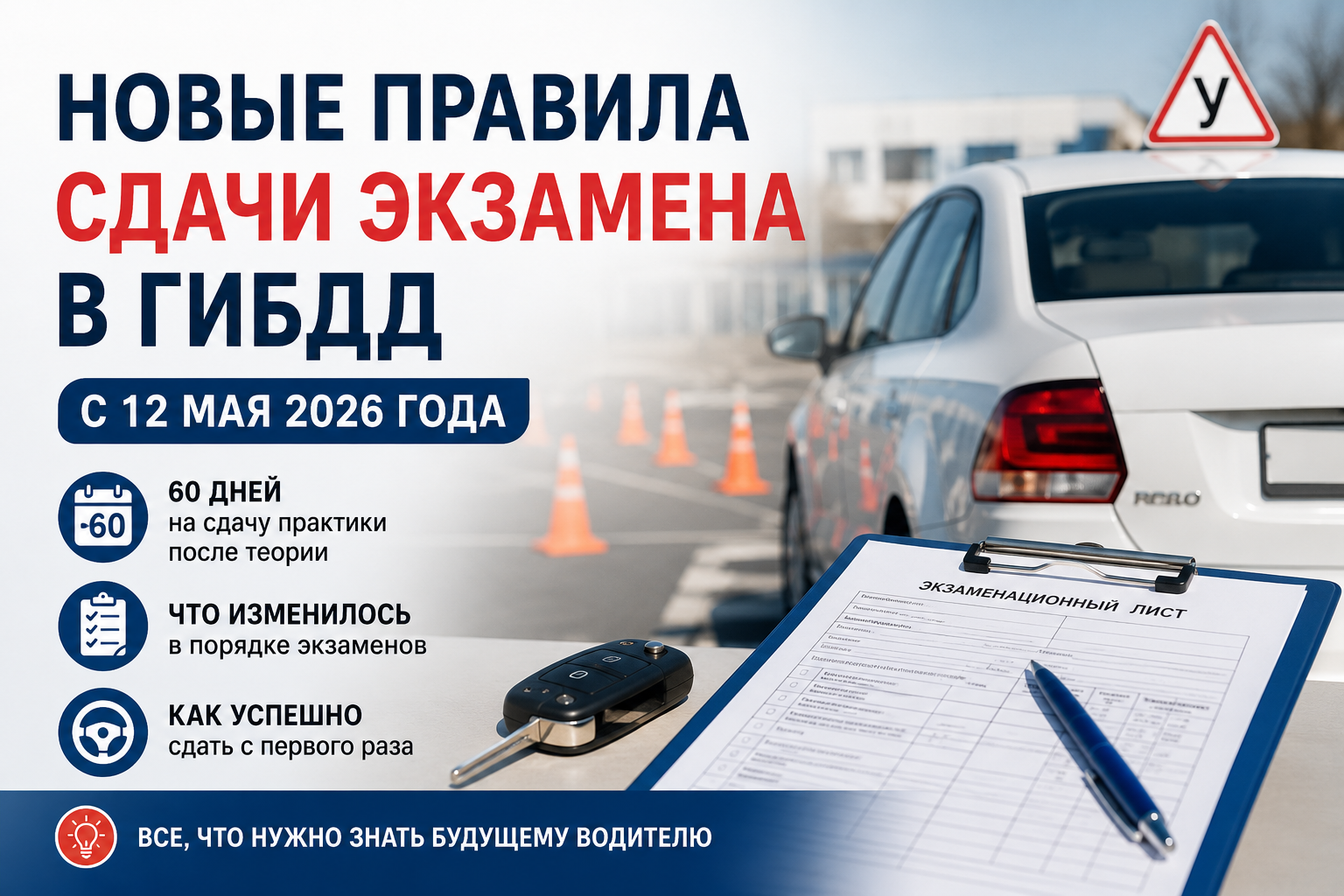 Новые правила сдачи экзамена в ГИБДД с 12 мая 2026 года